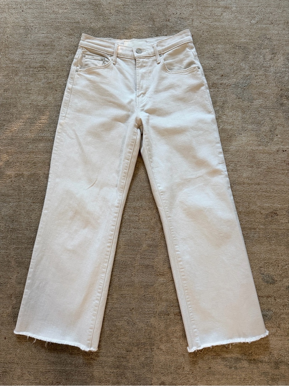 MOTHER Cream Wide-Leg Jeans